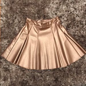 Metallic rose gold high waisted mini skirt